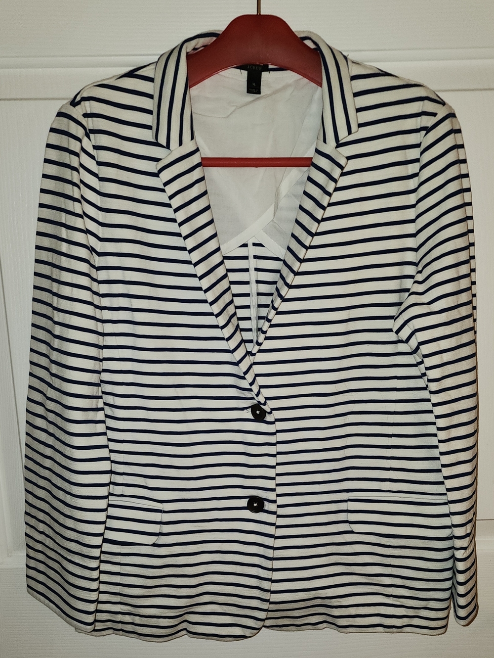 J. Crew Navy and White Striped Blazer